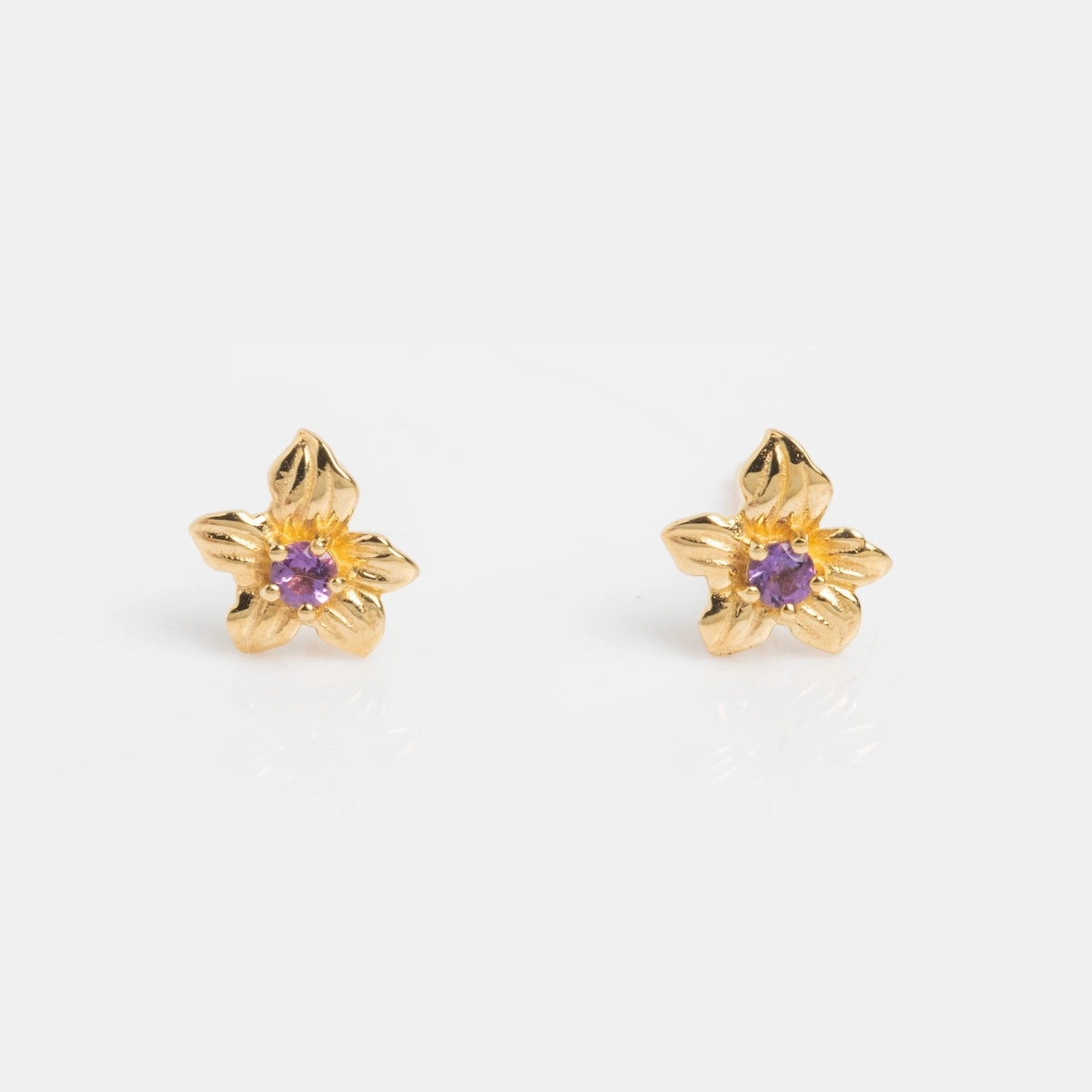 Solid Gold Birth Flower Studs
