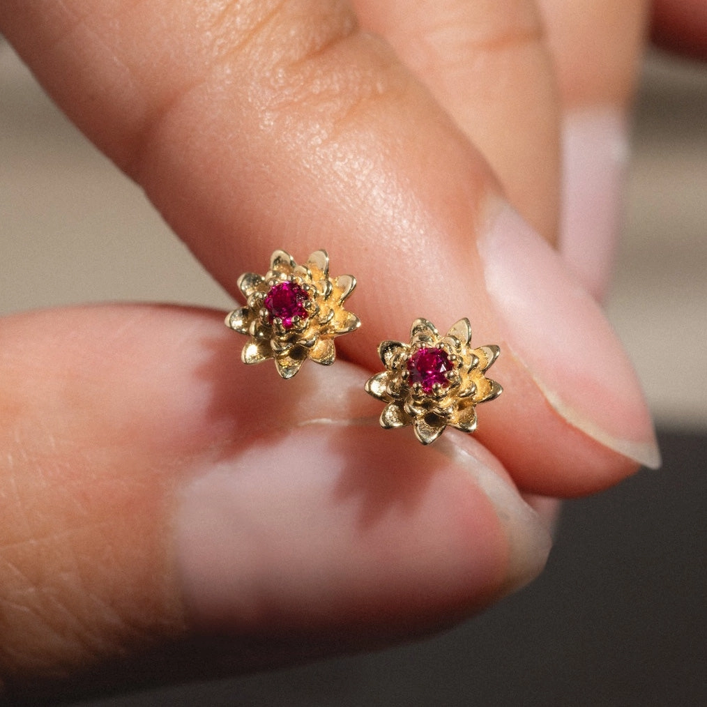 Solid Gold Birth Flower Studs