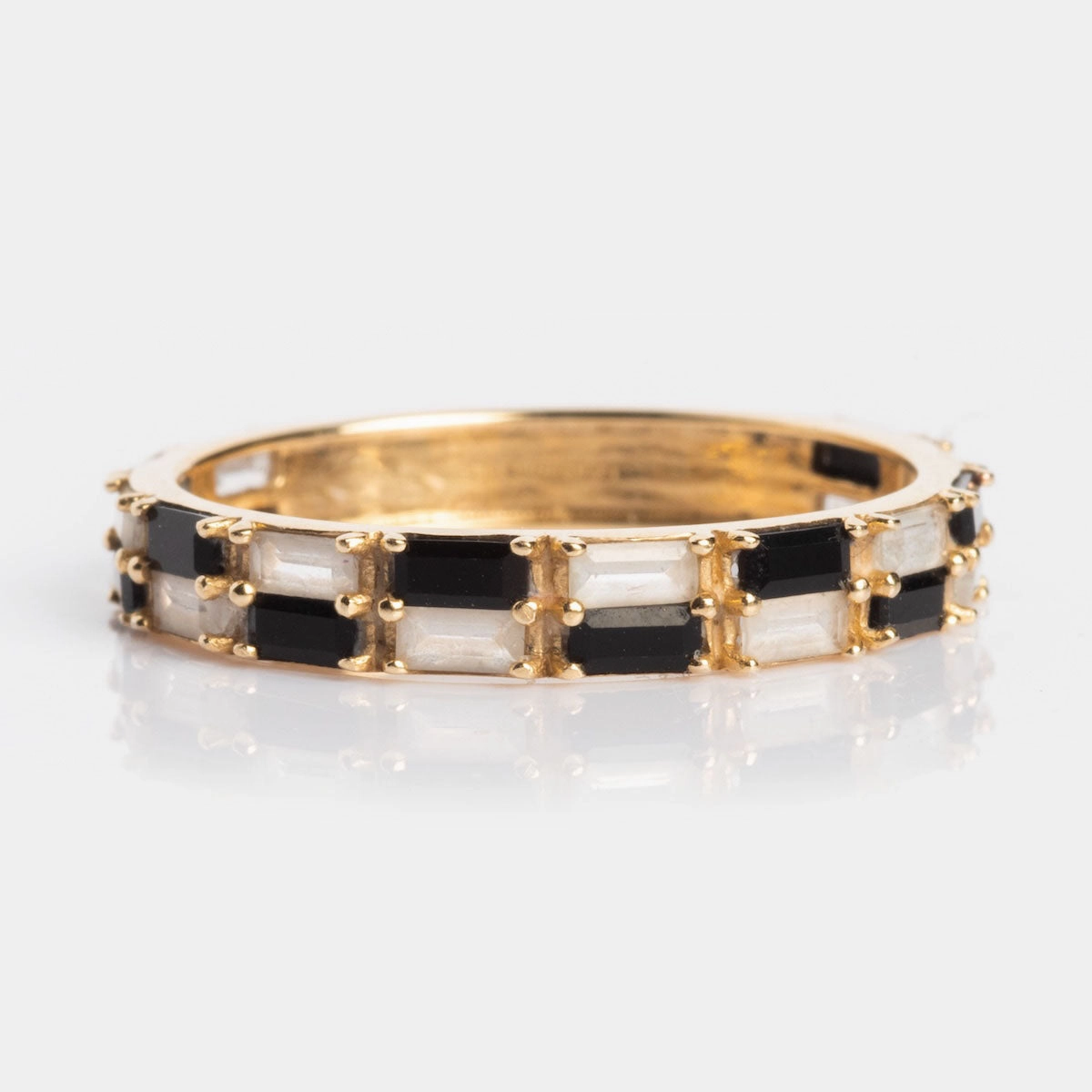Solid Gold Black and White Checkerboard Band