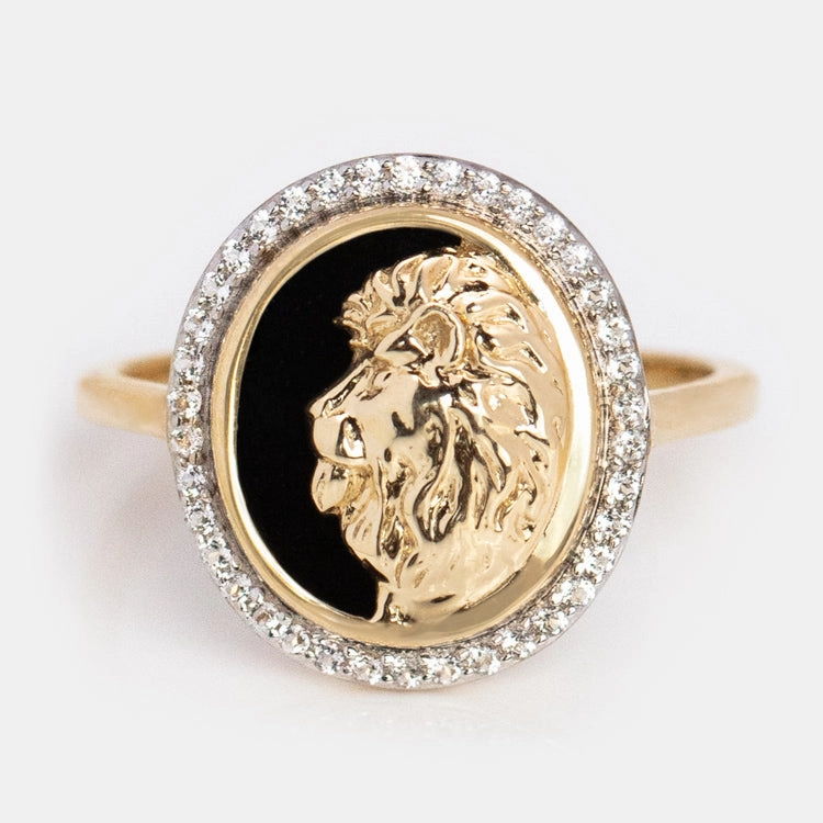 Solid Gold Black Onyx Zodiac Ring