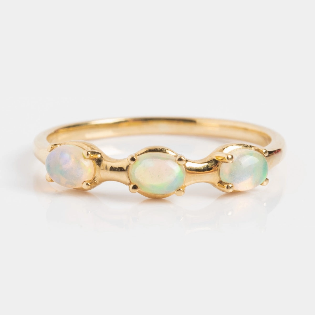 Solid Gold Bold Opal Trio Ring
