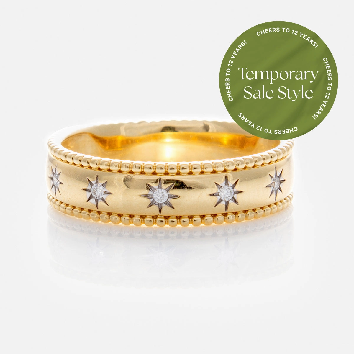 Solid Gold Bold Star Set Diamond Band