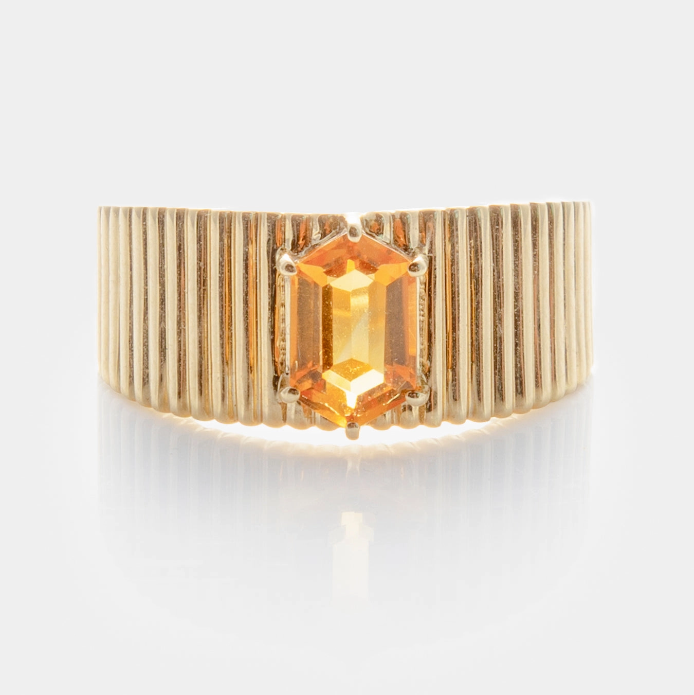 Solid Gold Citrine Bold Fluted Cigar Band