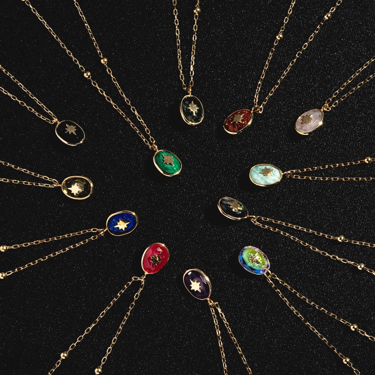 Solid Gold Crystal Amulet Necklace for Manifestation