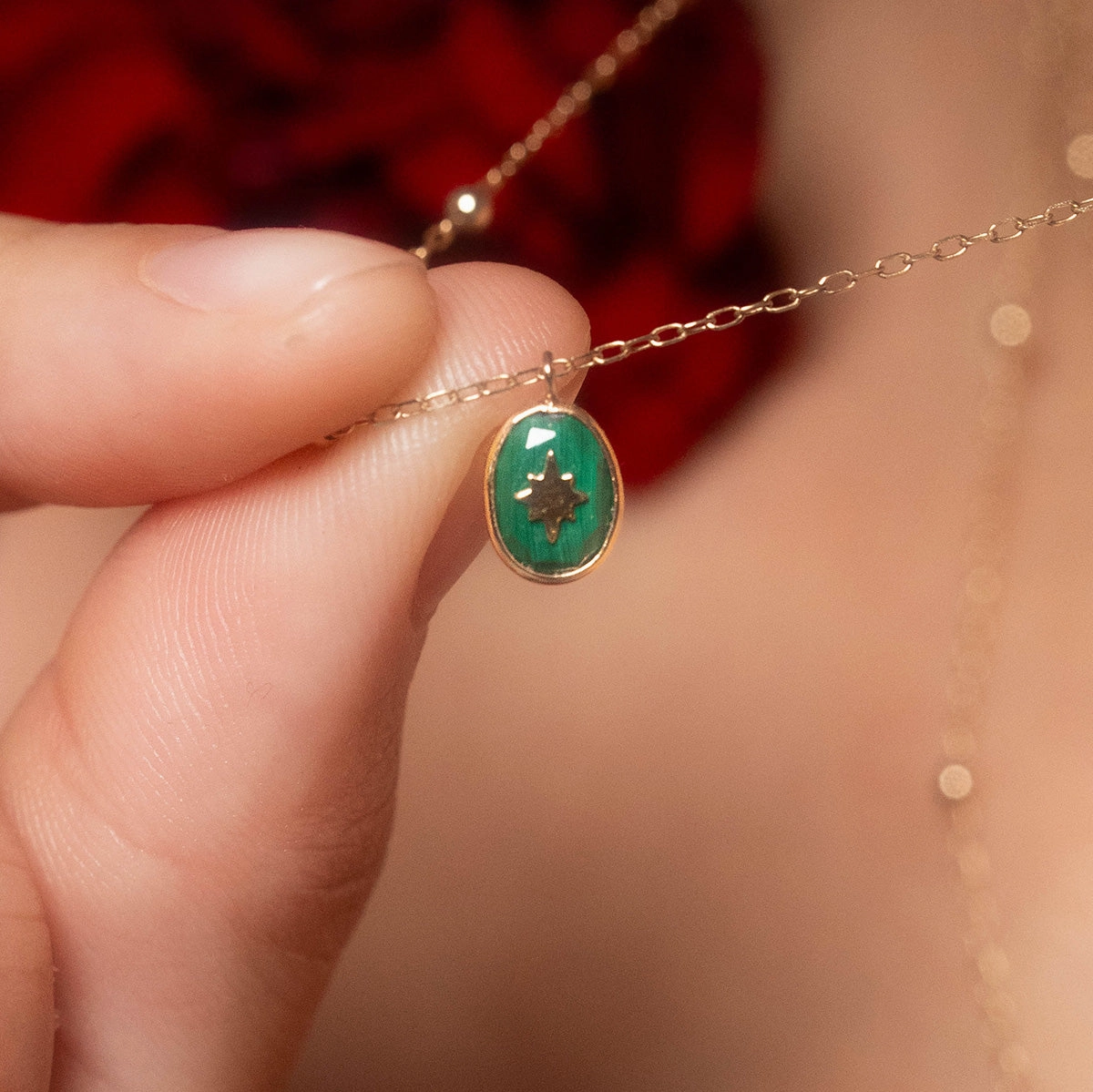 Solid Gold Crystal Amulet Necklace for Manifestation