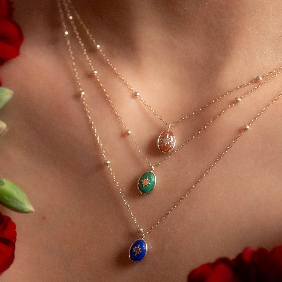 Solid Gold Crystal Amulet Necklace for Manifestation