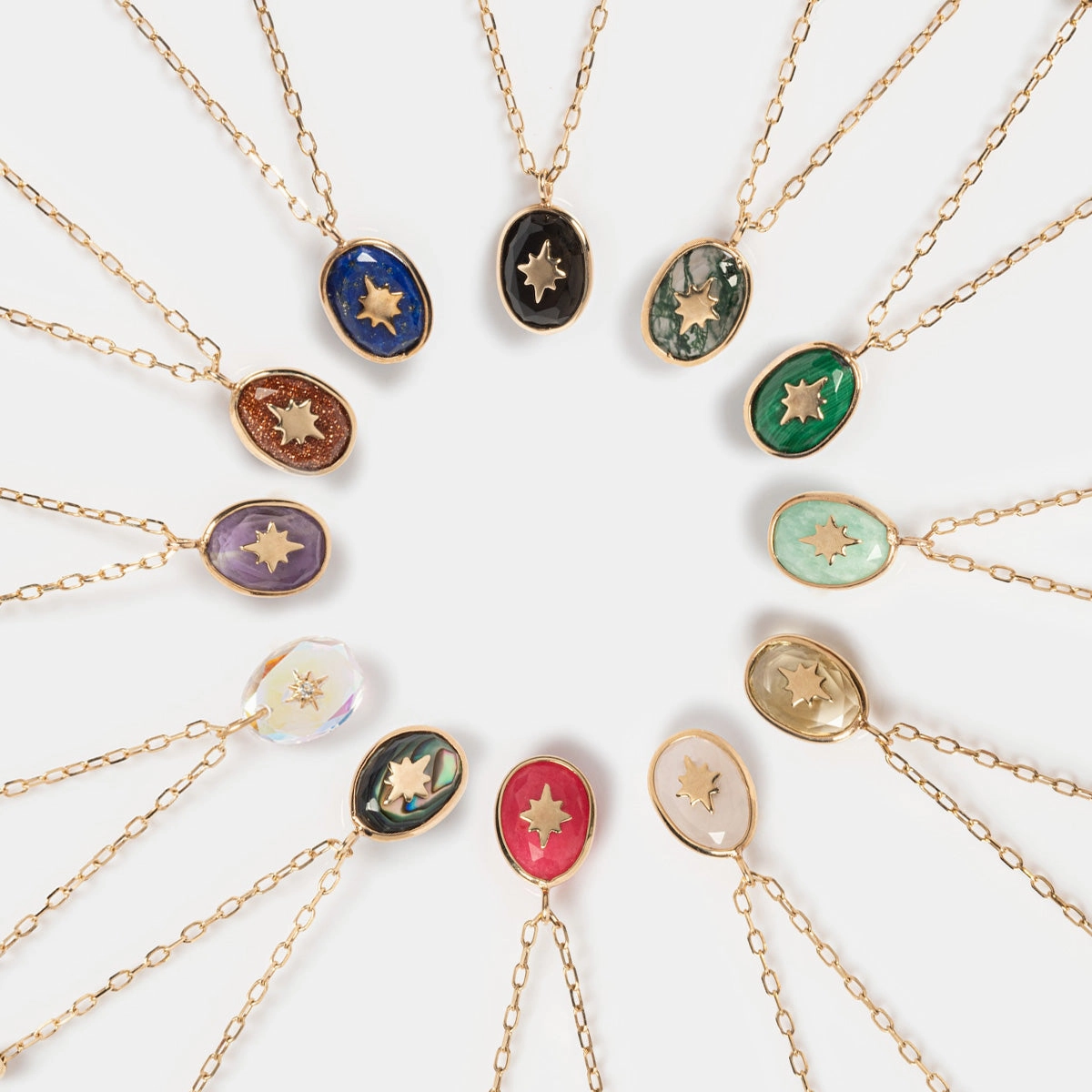 Solid Gold Crystal Amulet Necklace for Manifestation