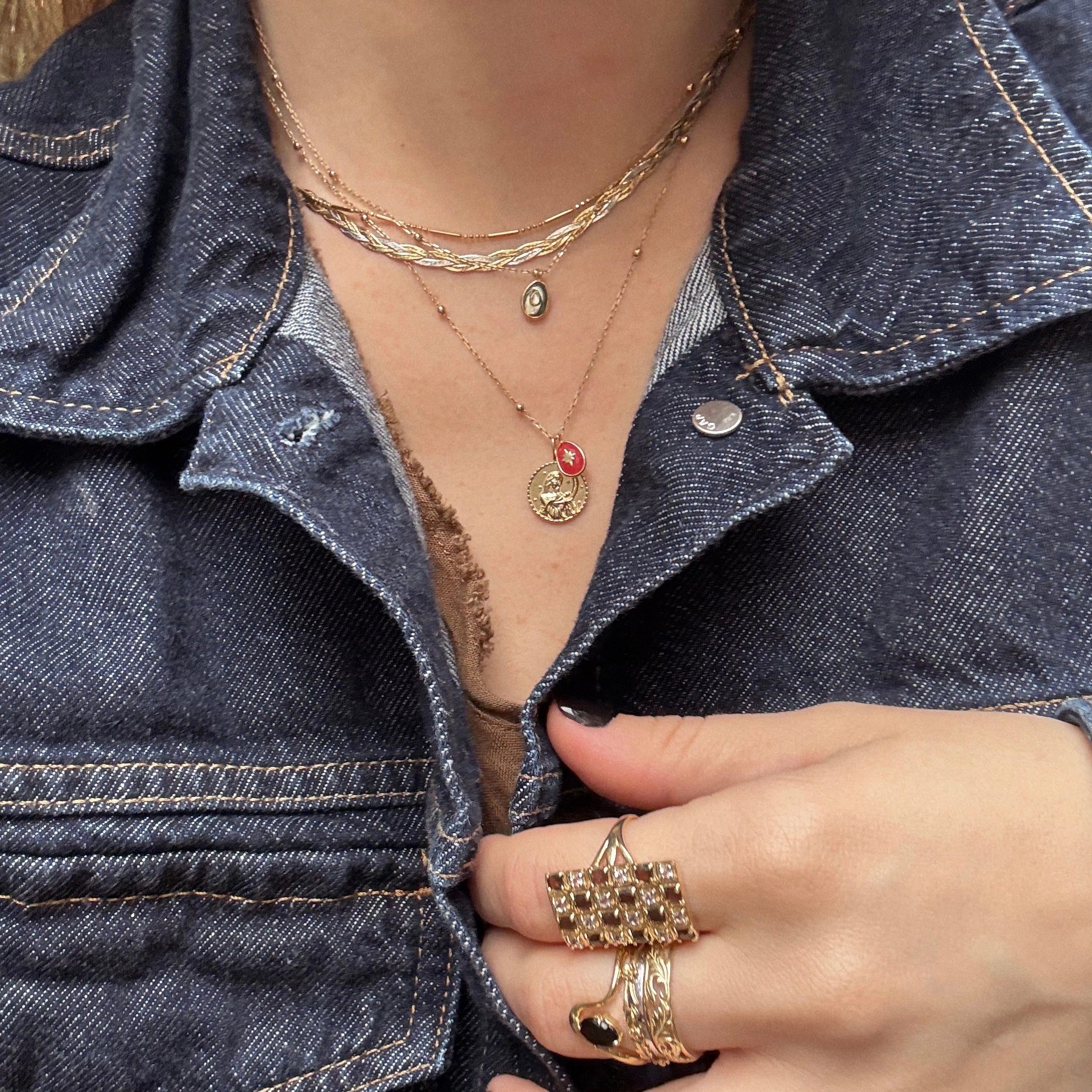 Solid Gold Crystal Amulet Necklace for Manifestation