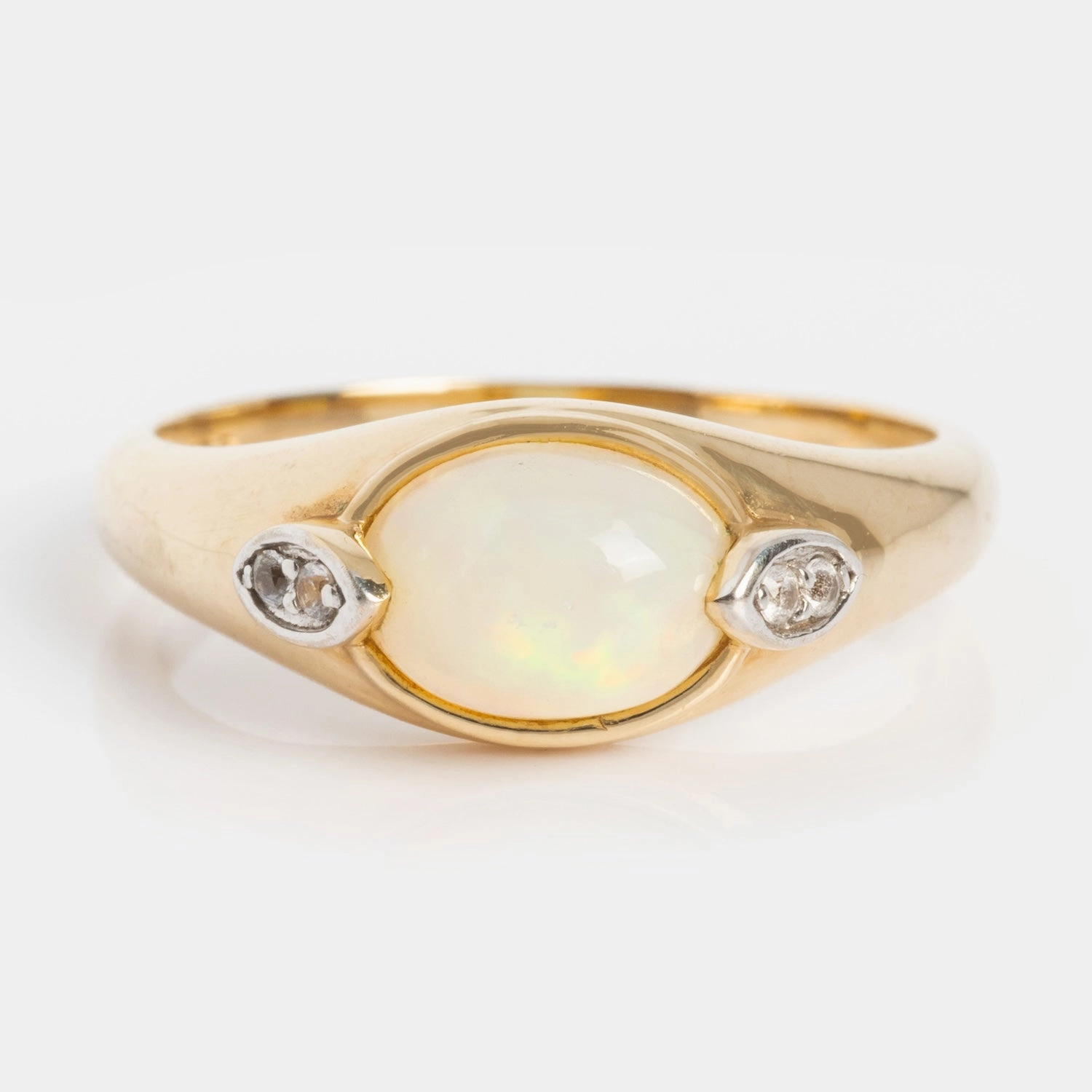 Solid Gold Crystal Ball Opal Ring