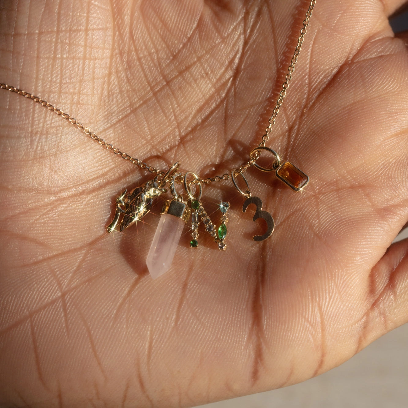 Solid Gold Crystal Charm for Manifestation
