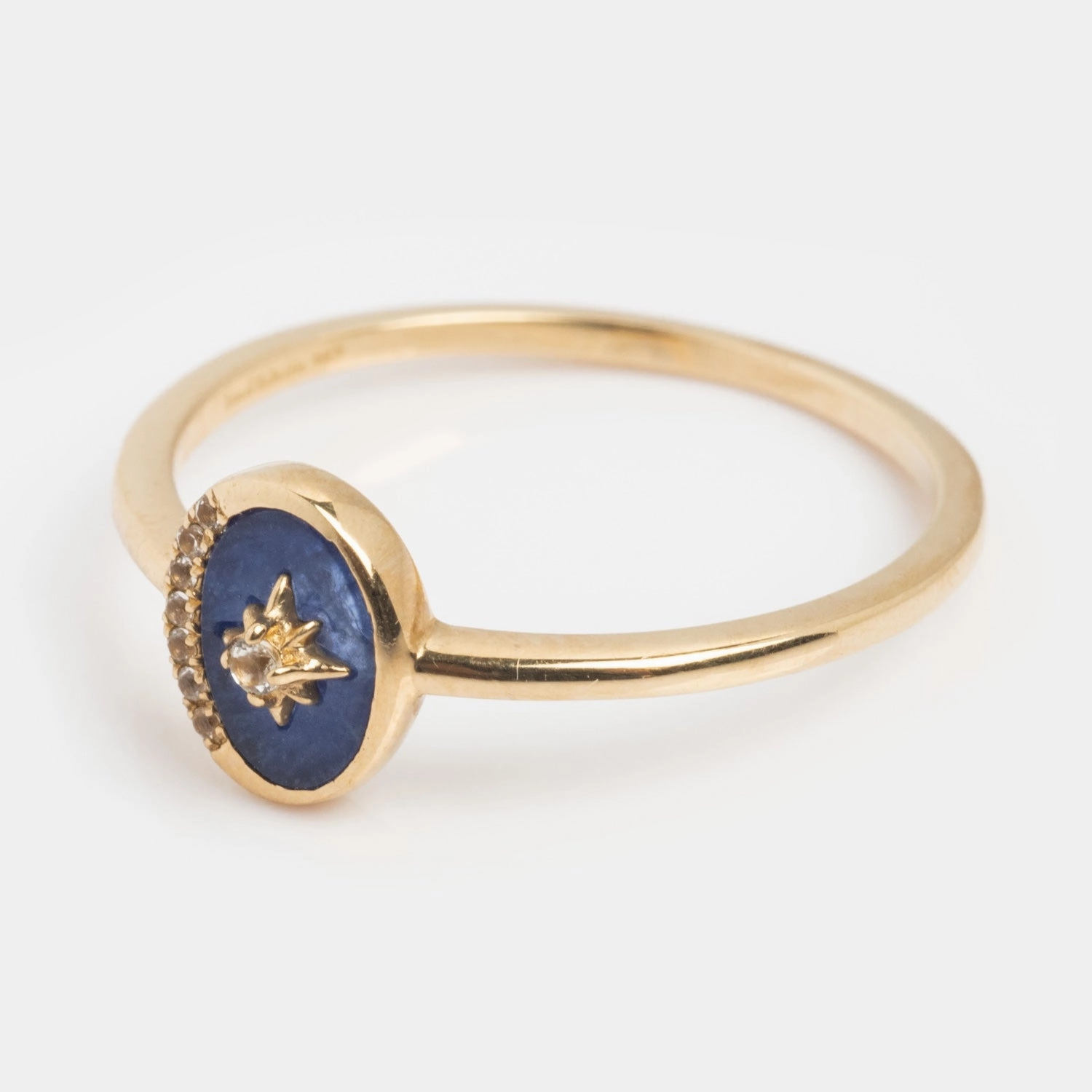 Solid Gold Crystal Crescent Moon Ring for Manifestation