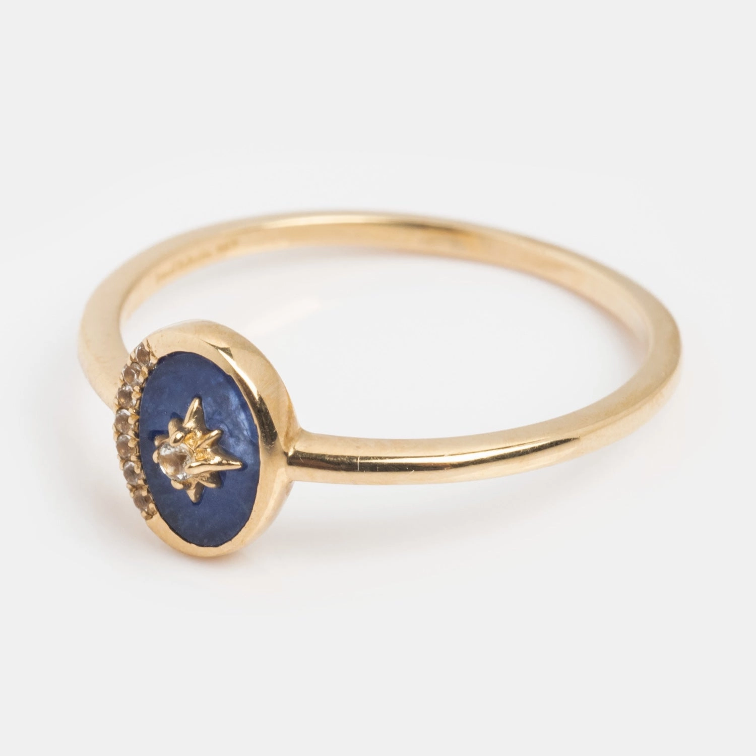 Solid Gold Crystal Crescent Moon Ring for Manifestation