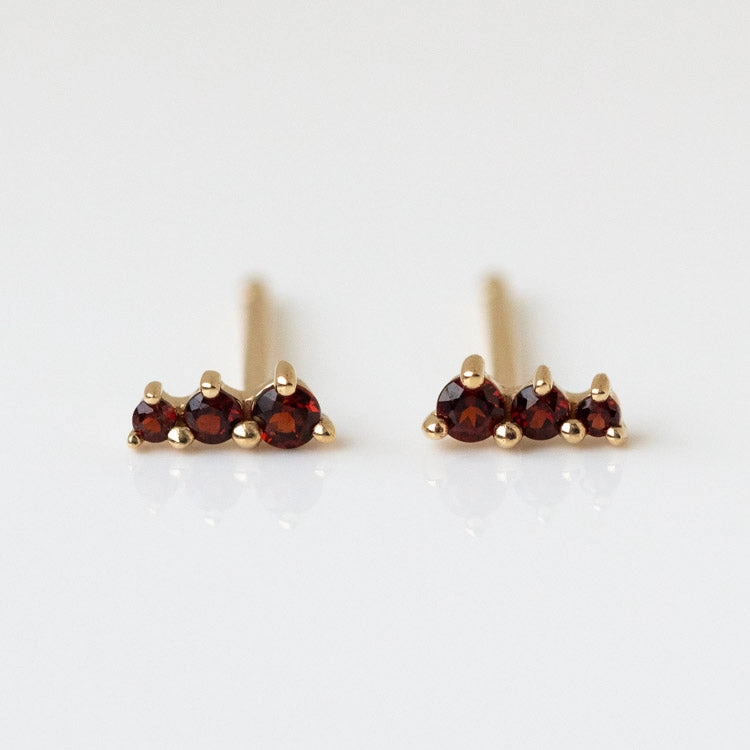 Solid Gold Dainty Birthstone Bar Studs