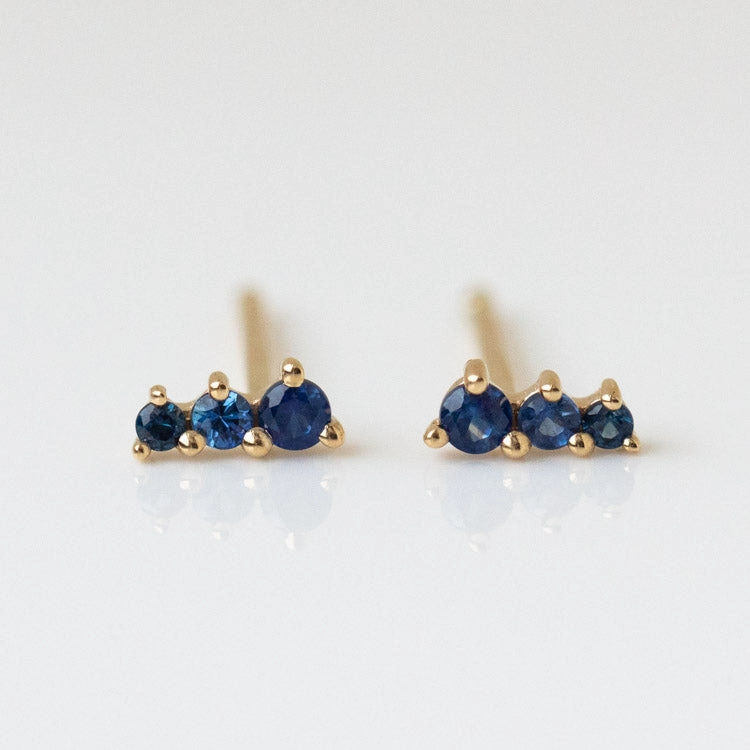 Solid Gold Dainty Birthstone Bar Studs