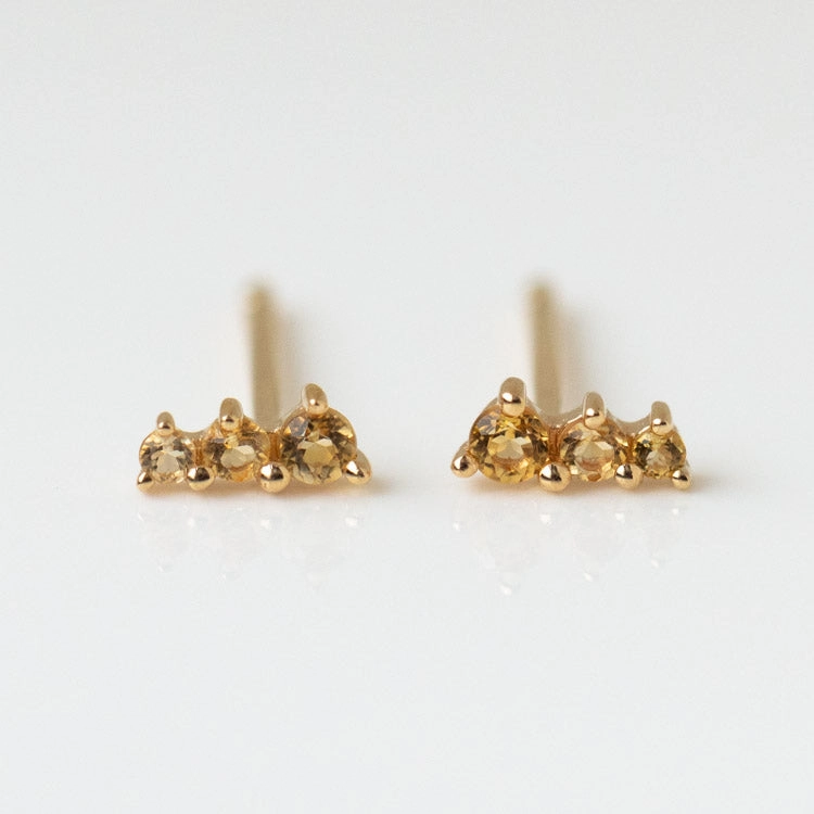 Solid Gold Dainty Birthstone Bar Studs