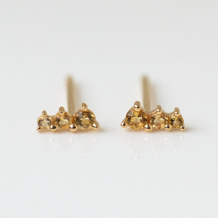 Solid Gold Dainty Birthstone Bar Studs