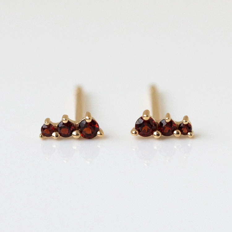 Solid Gold Dainty Birthstone Bar Studs