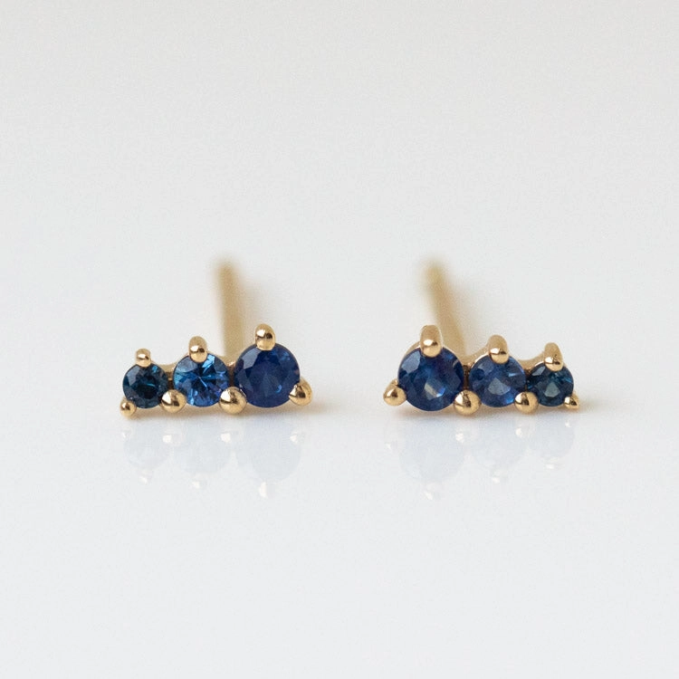 Solid Gold Dainty Birthstone Bar Studs