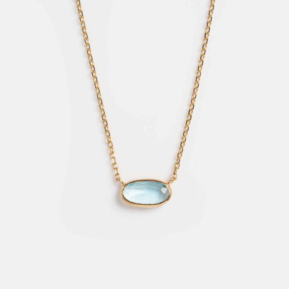 Solid Gold Daybreak Swiss Blue Topaz Necklace