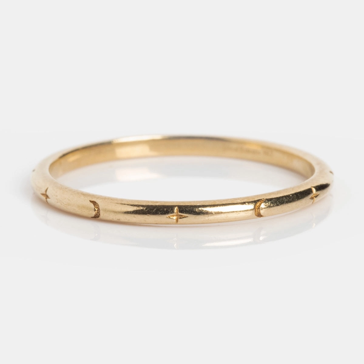 Solid Gold Delicate Celestial Stacking Ring