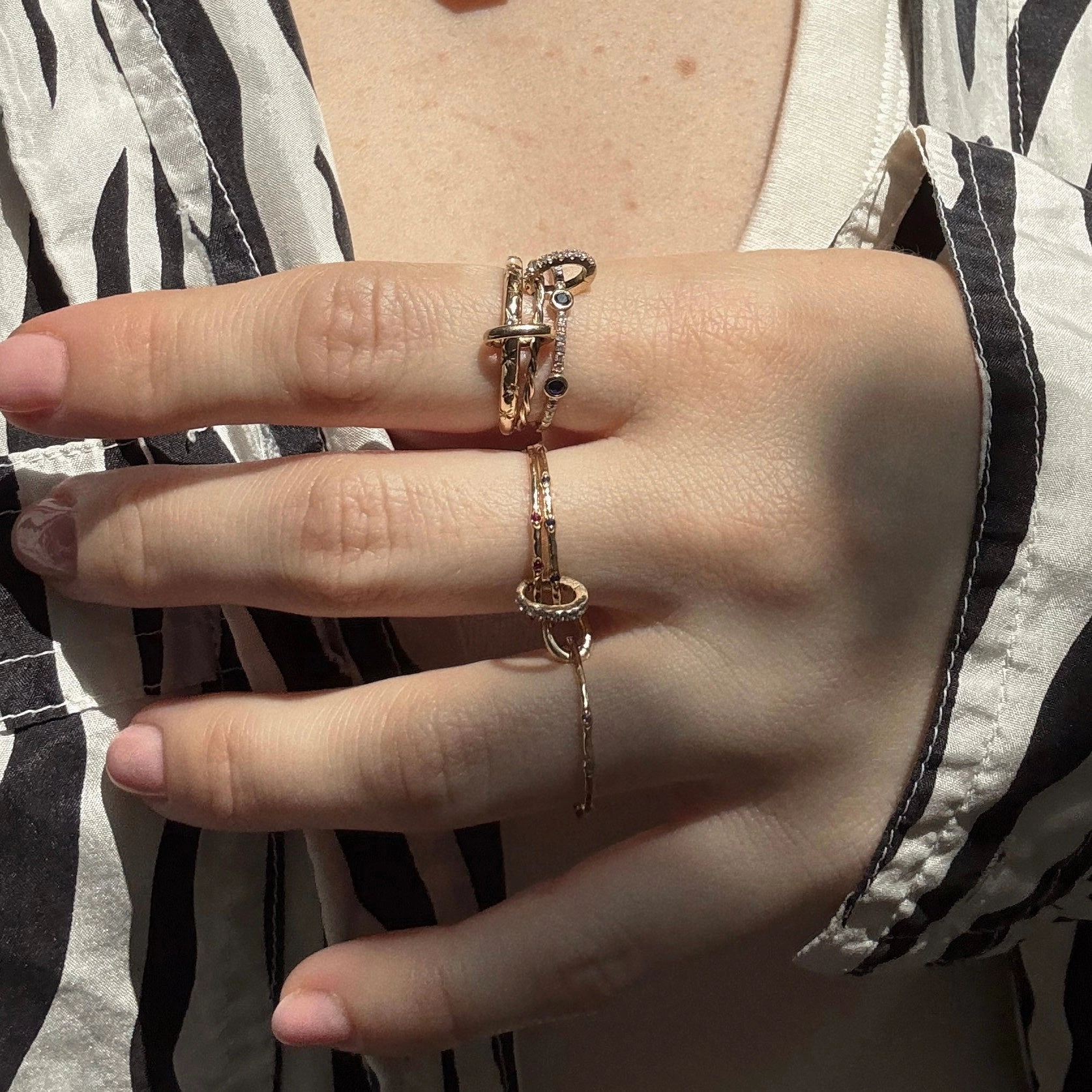 Solid Gold Delicate Celestial Stacking Ring