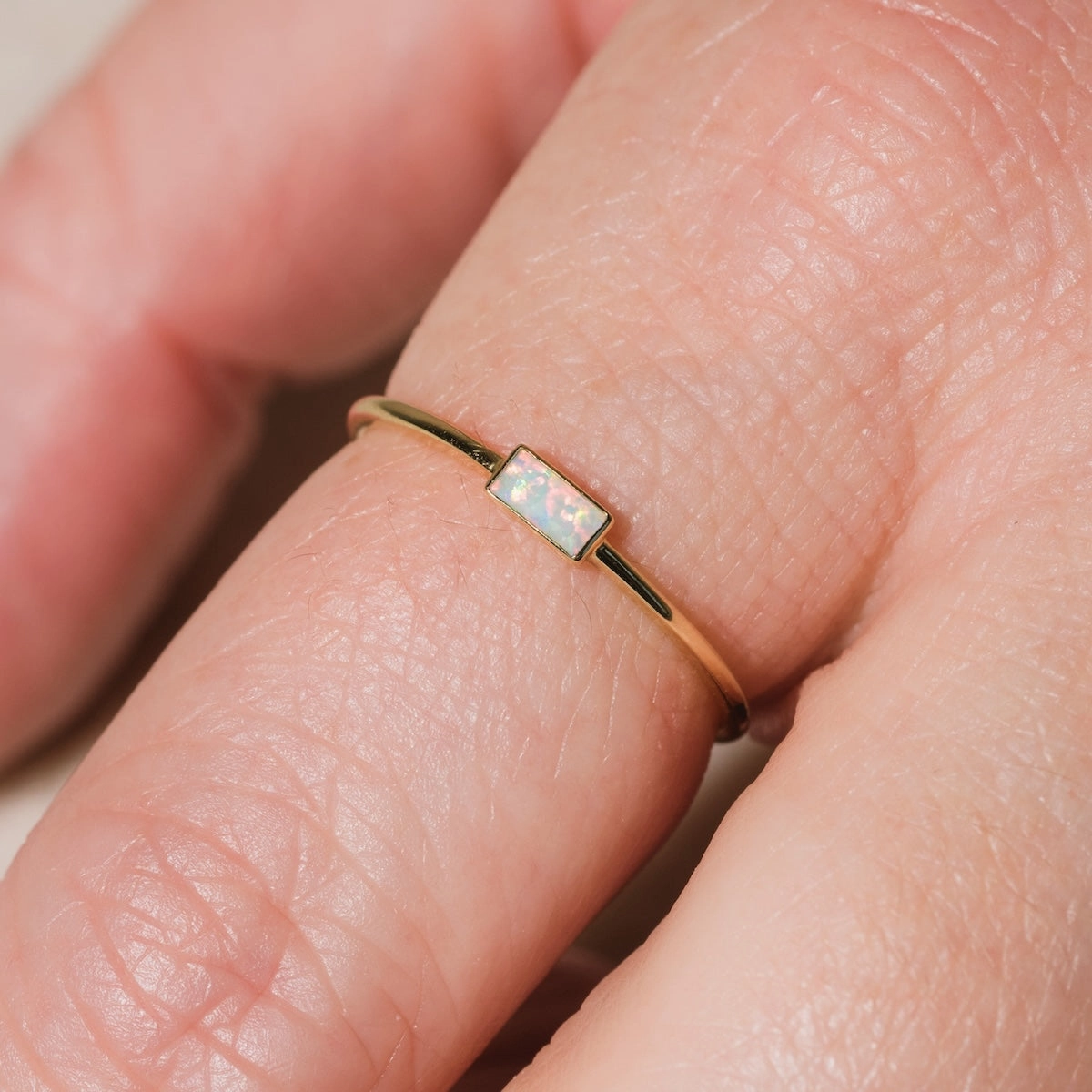 Solid Gold Delicate Opal Ring