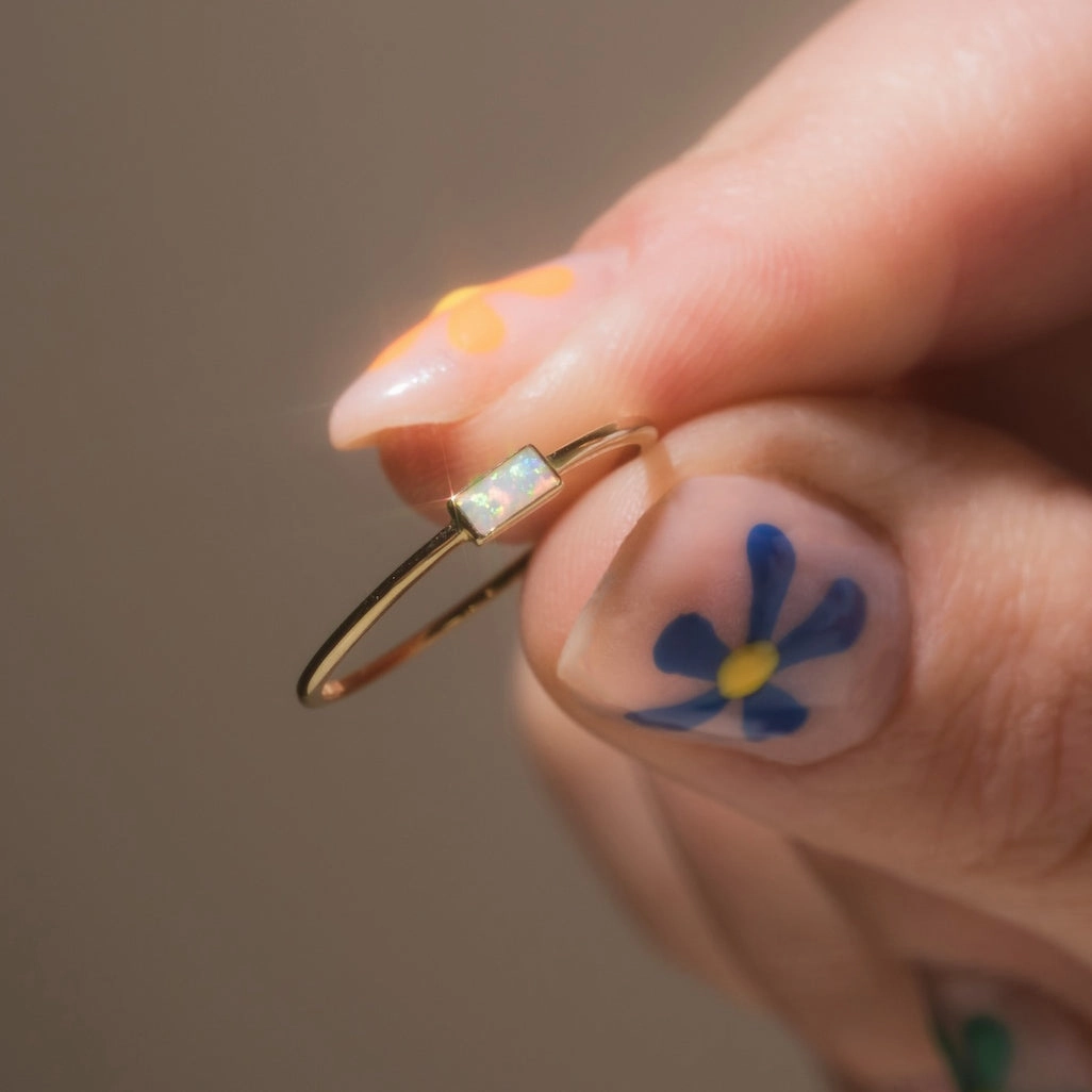 Solid Gold Delicate Opal Ring