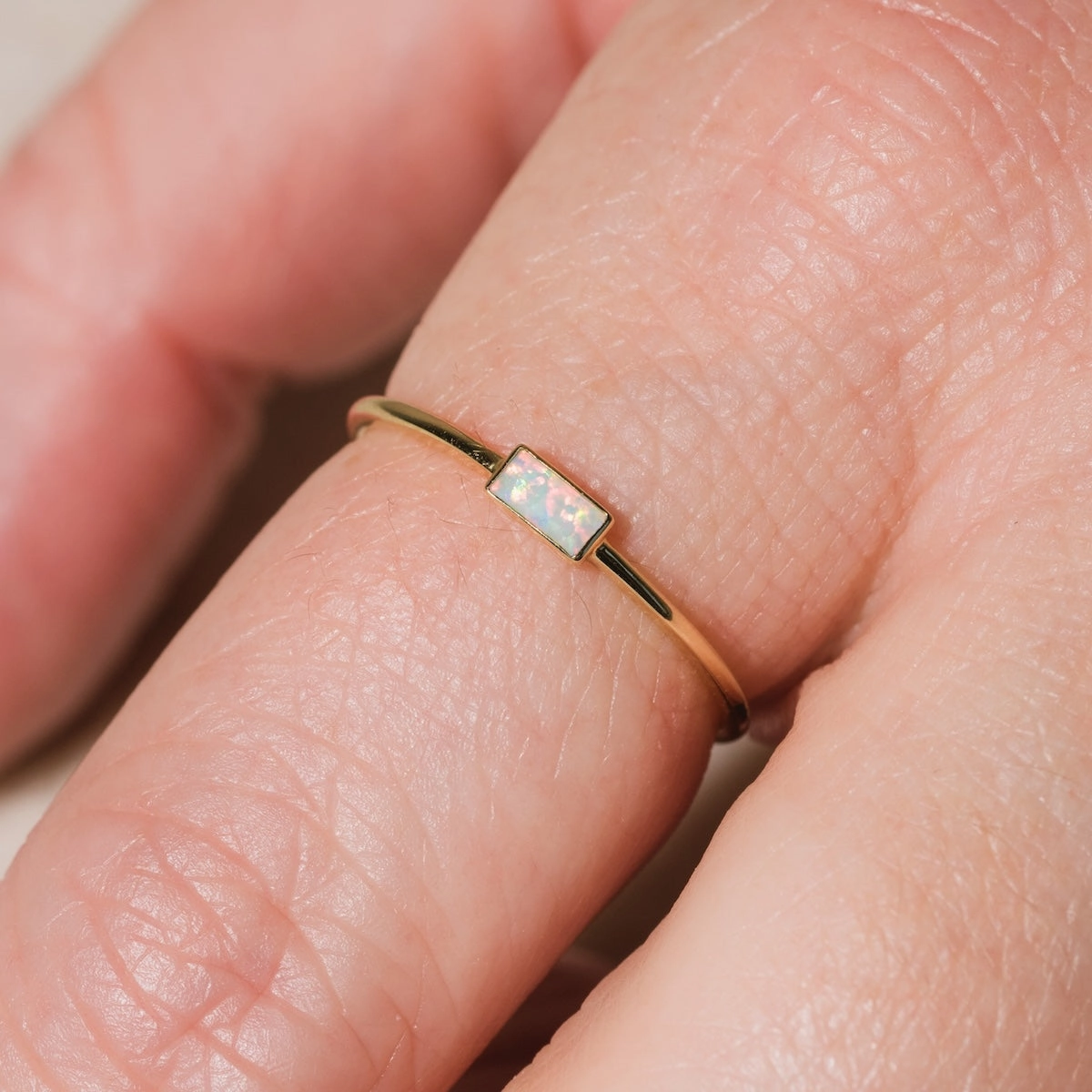 Solid Gold Delicate Opal Ring