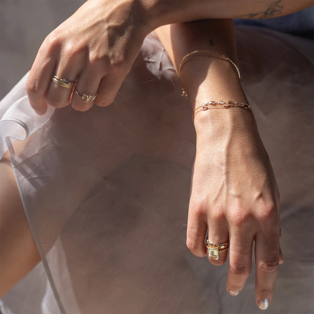 Solid Gold Dewdrop Green Amethyst Statement Ring