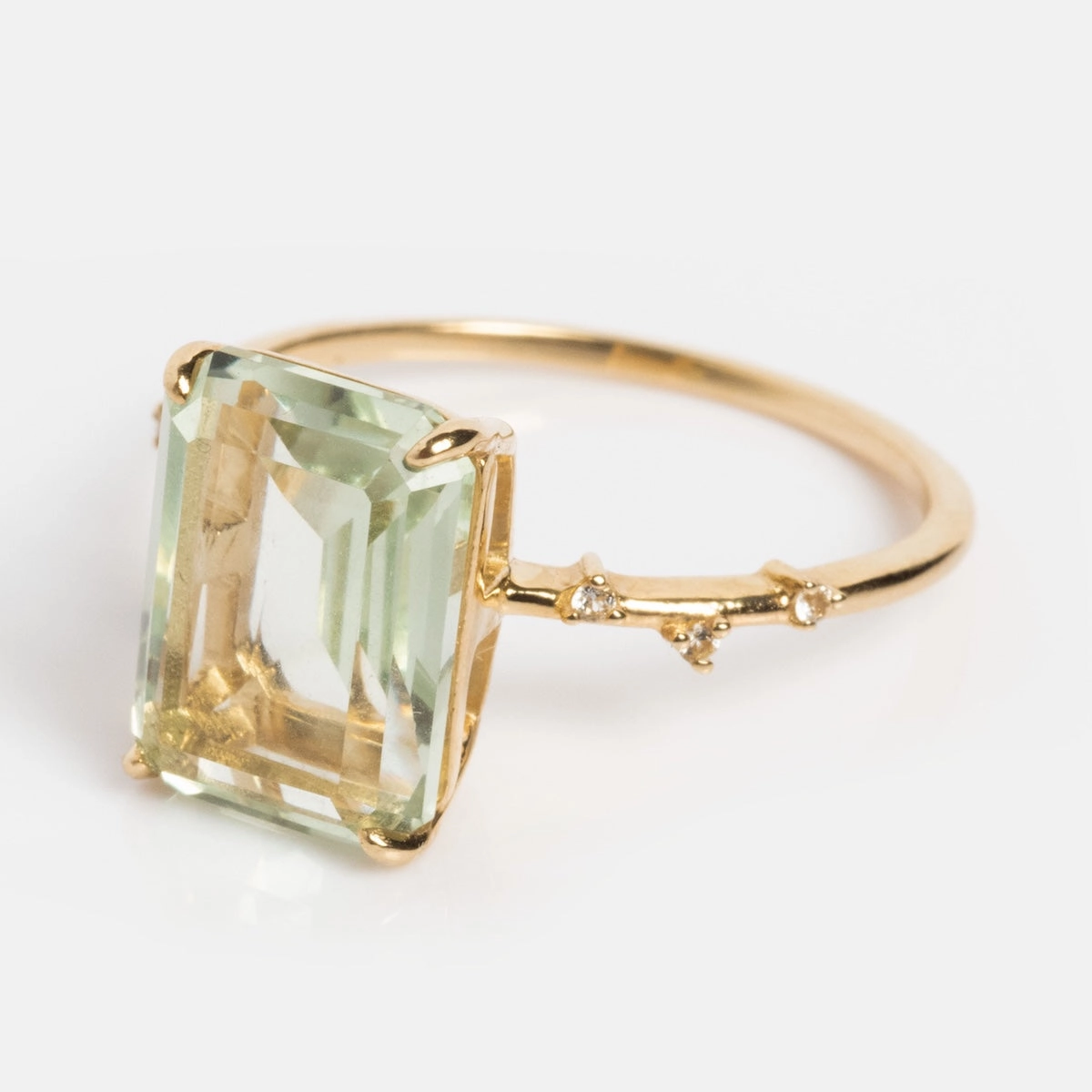 Solid Gold Dewdrop Green Amethyst Statement Ring