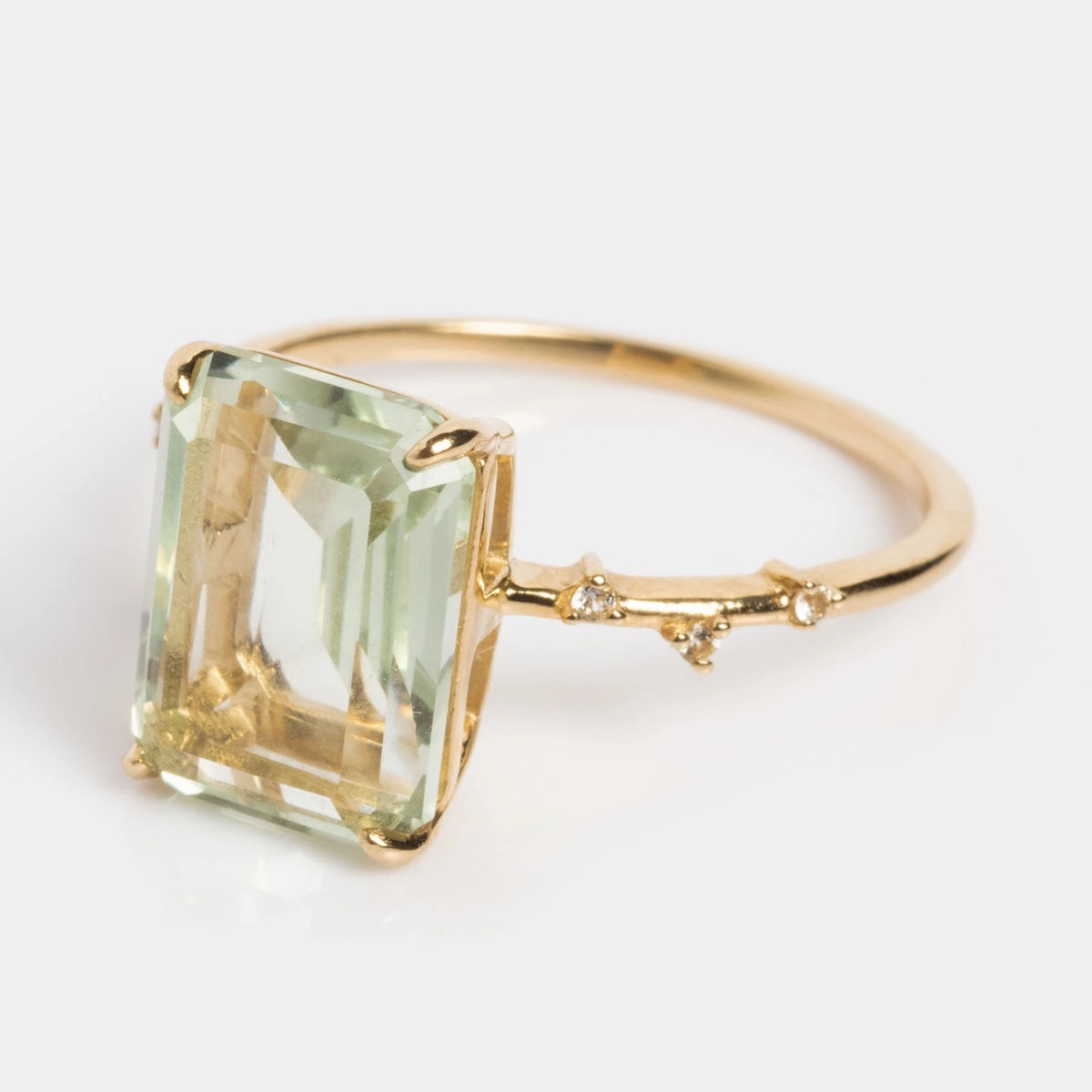 Solid Gold Dewdrop Green Amethyst Statement Ring