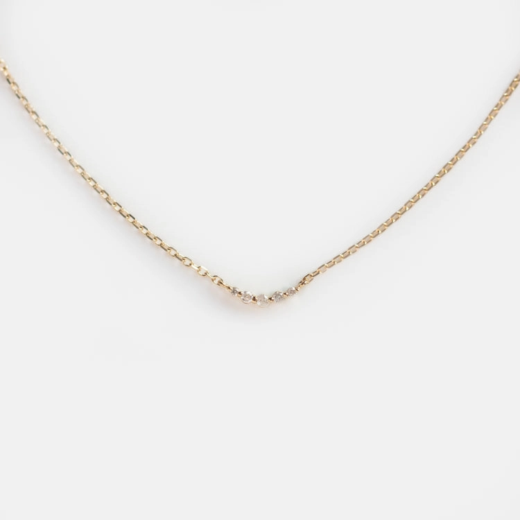 Solid Gold Diamond Arc Necklace