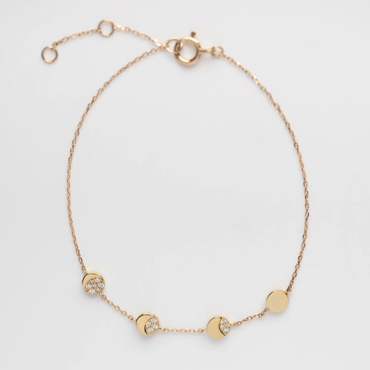 Solid Gold Diamond Moon Phases Bracelet