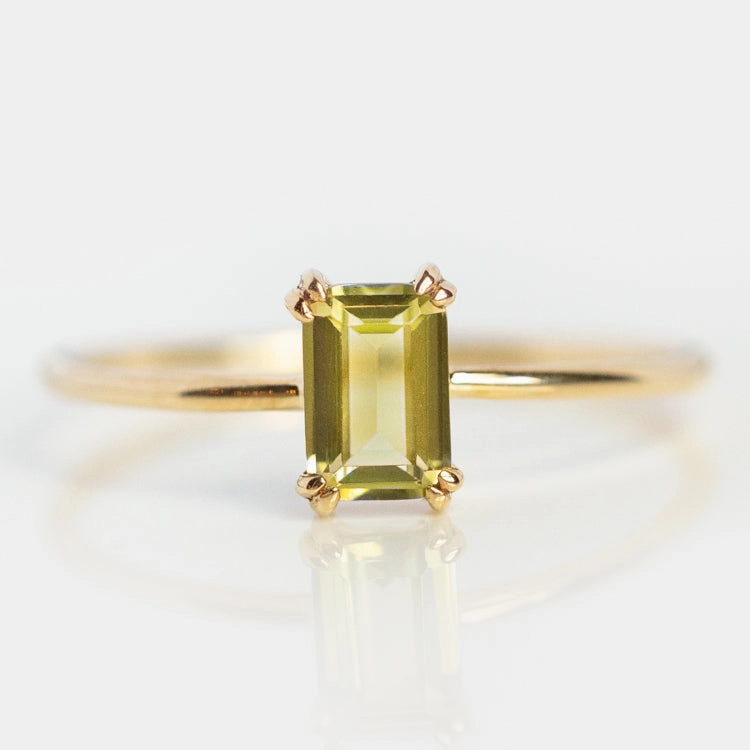 Solid Gold Essential Baguette Birthstone Ring