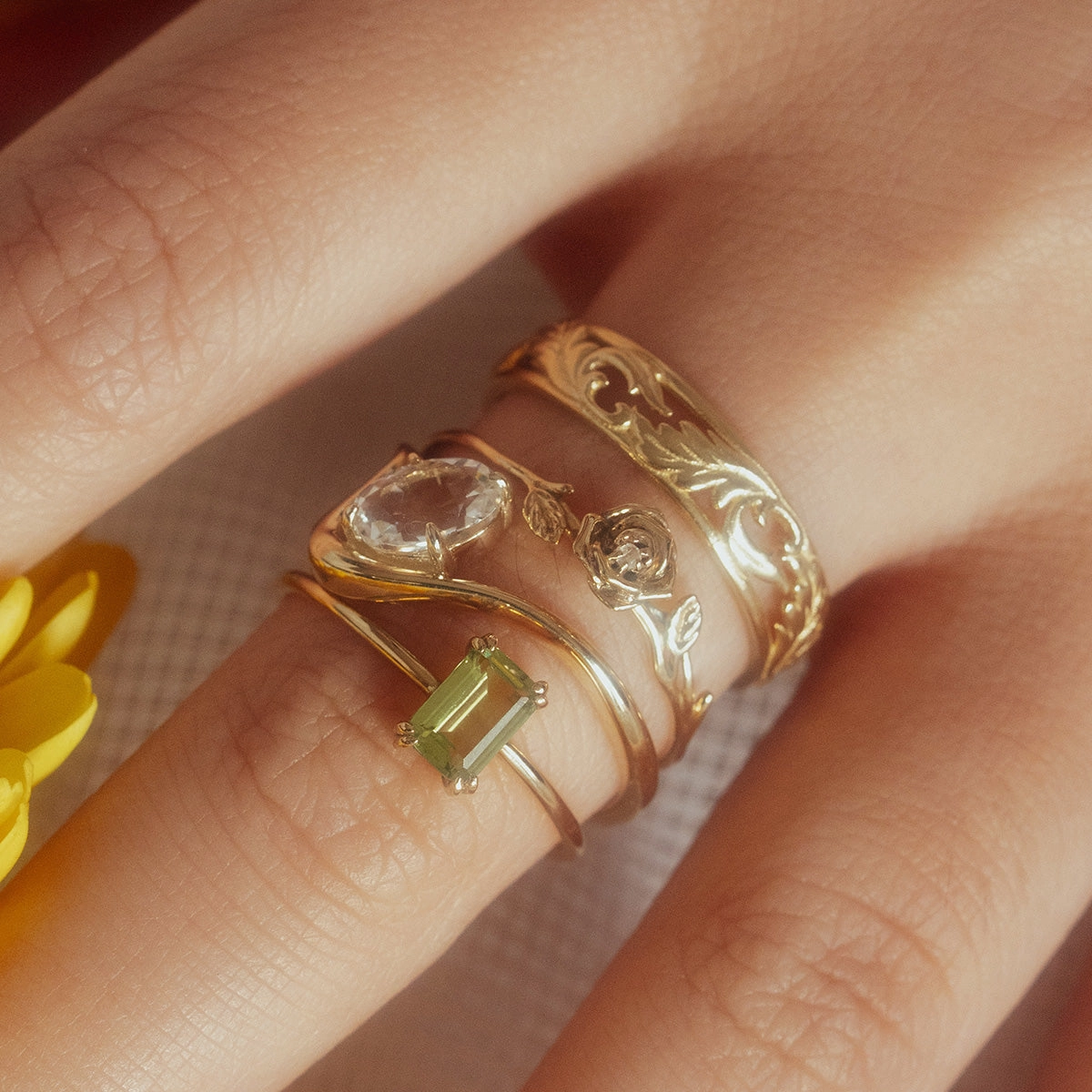 Solid Gold Essential Baguette Birthstone Ring