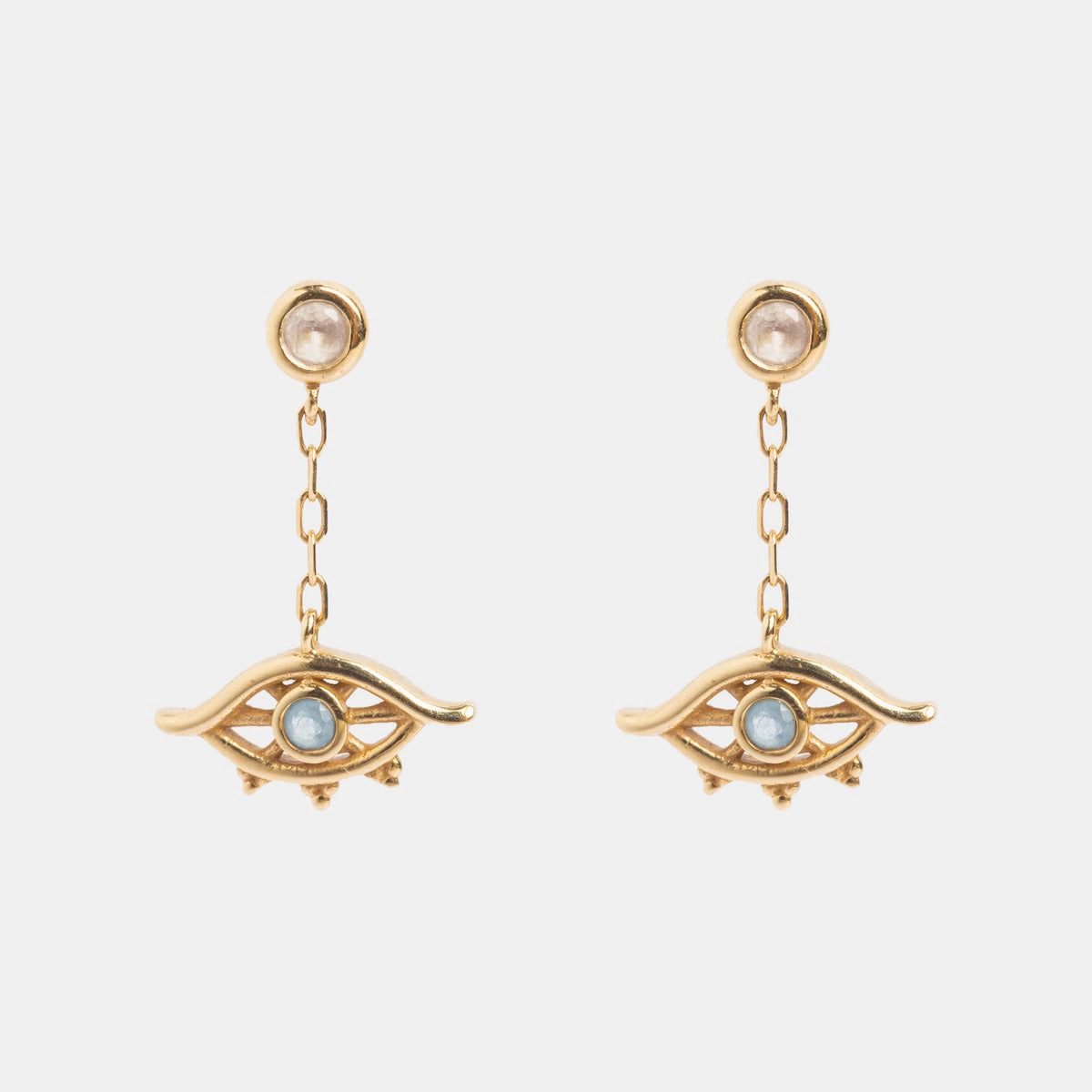 Solid Gold Evil Eye Drop Studs