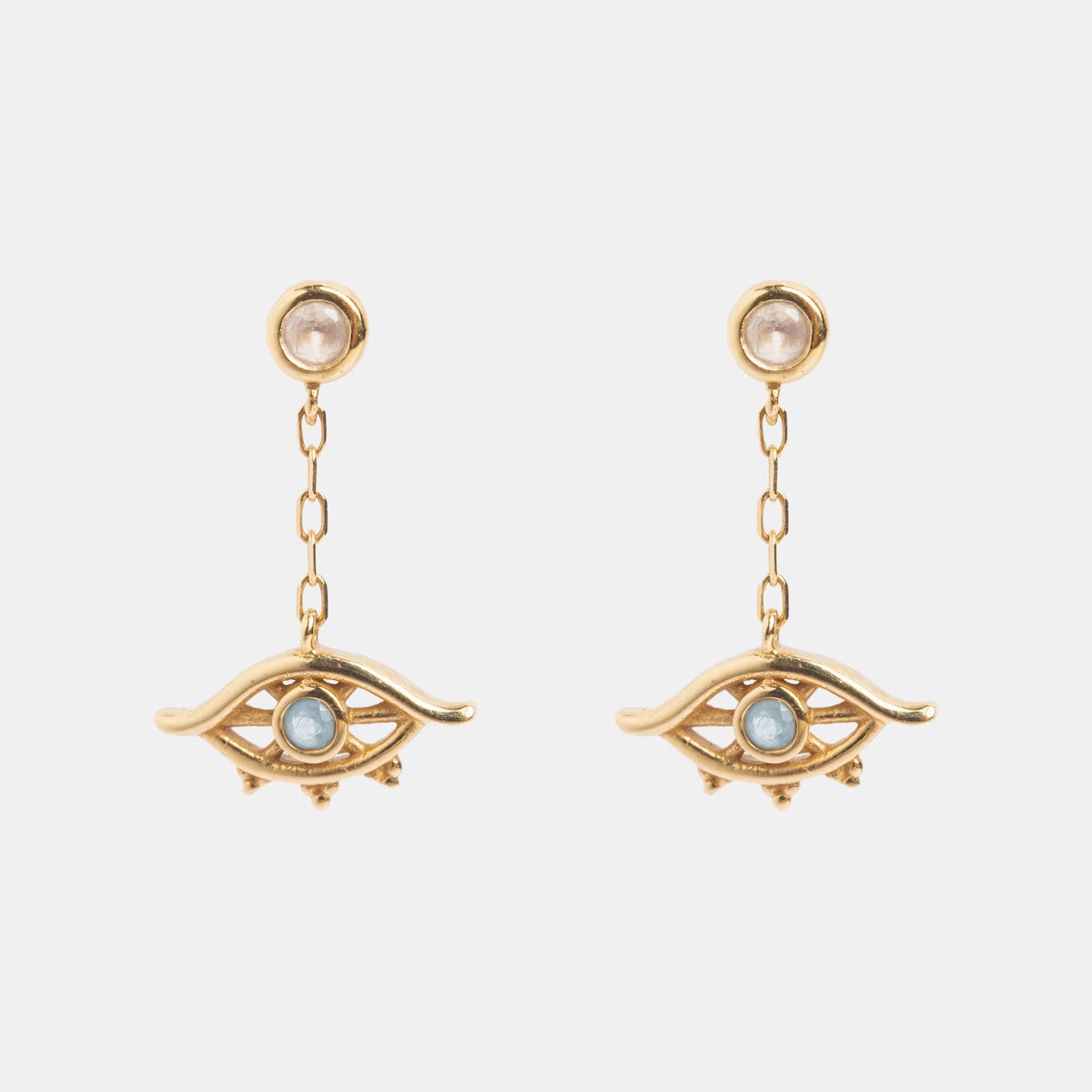 Solid Gold Evil Eye Drop Studs