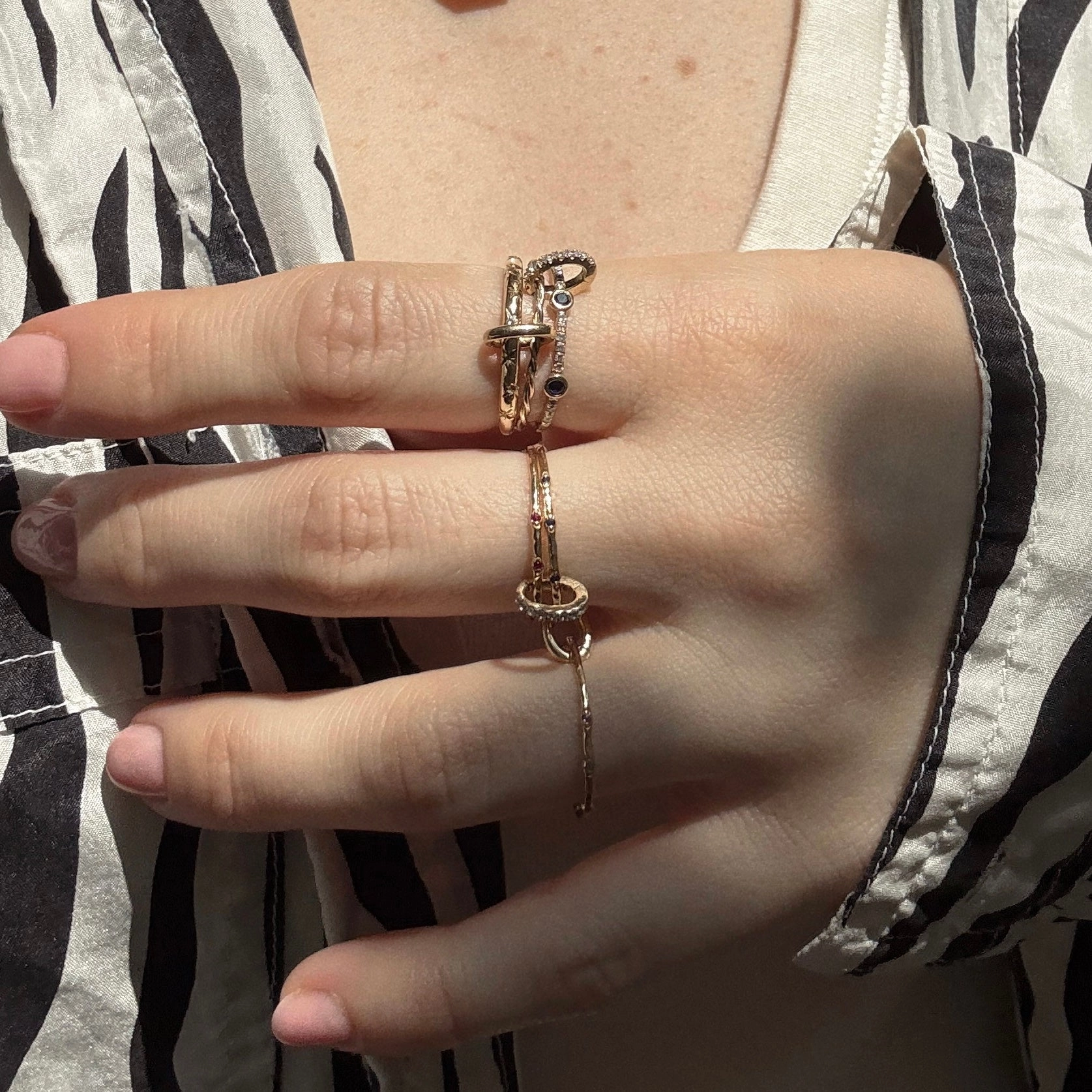 Solid Gold Featherweight Mixed Metal Stacking Ring