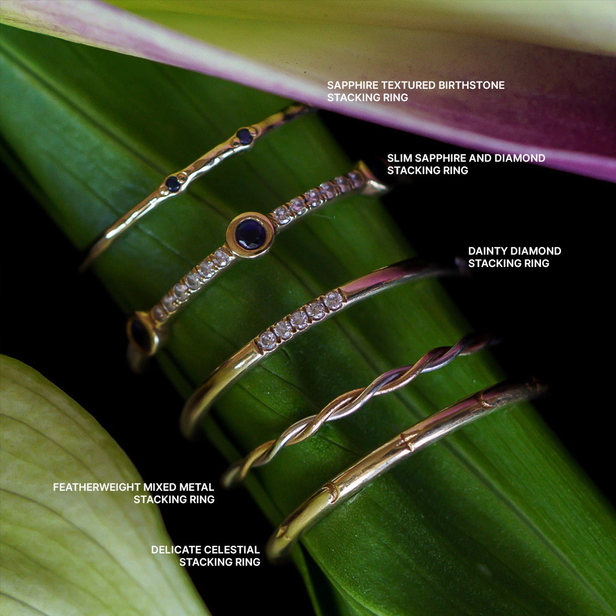Solid Gold Featherweight Mixed Metal Stacking Ring