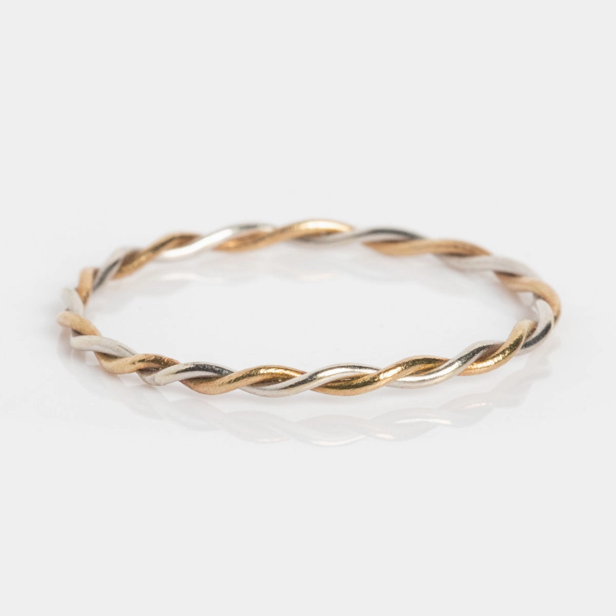 Solid Gold Featherweight Mixed Metal Stacking Ring