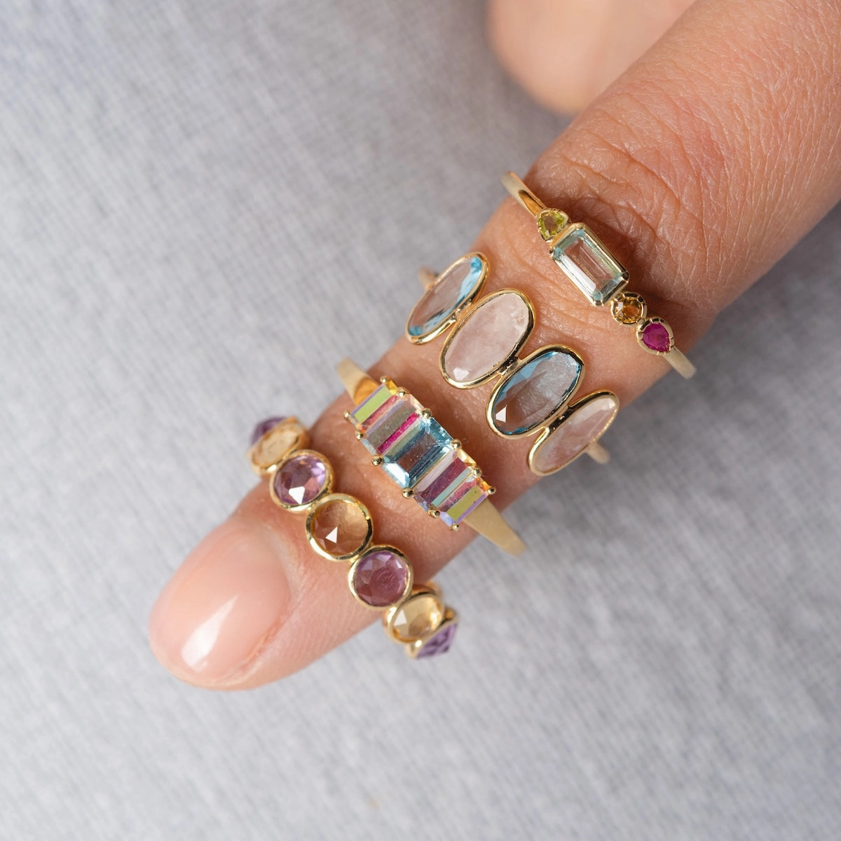 Solid Gold First Light Pastel Gemstone Ring