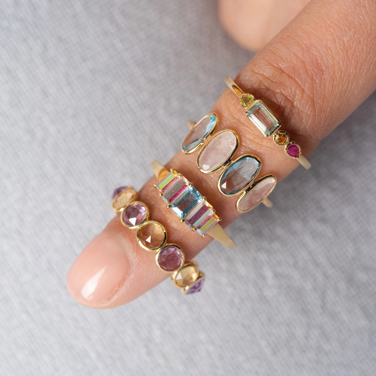 Solid Gold First Light Pastel Gemstone Ring
