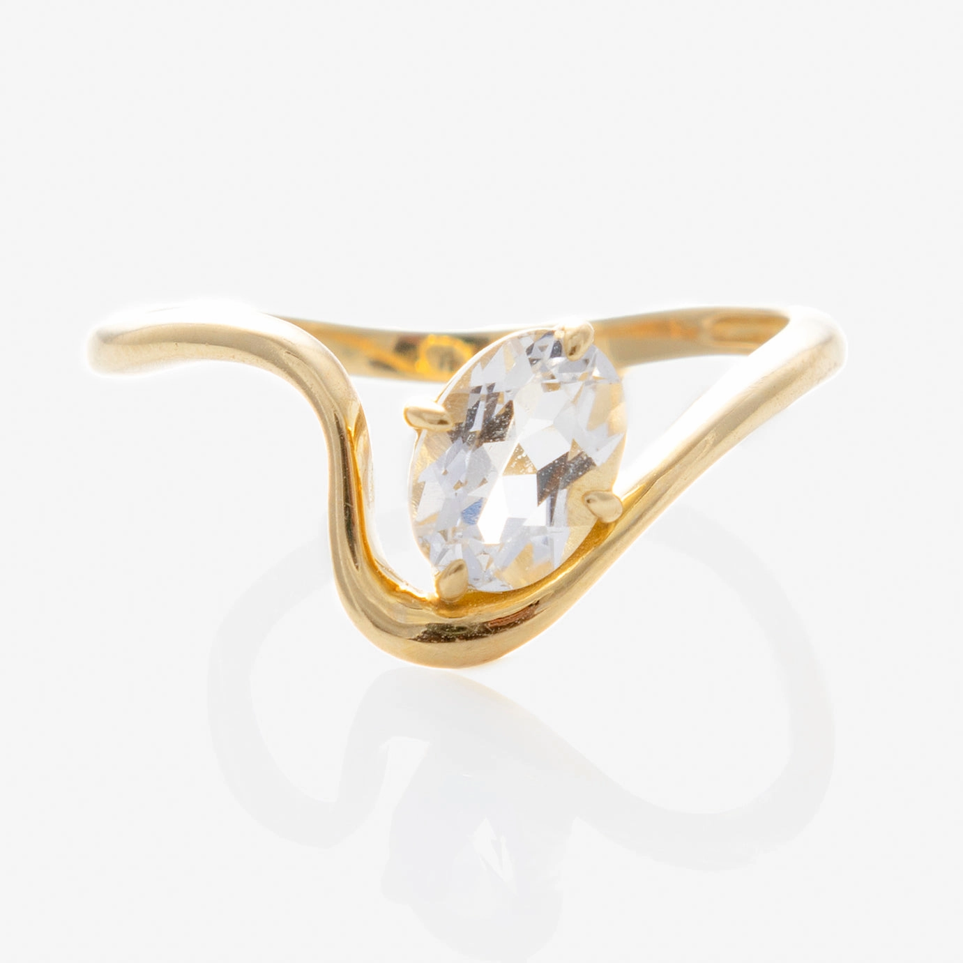 Solid Gold Floating Gem Ring