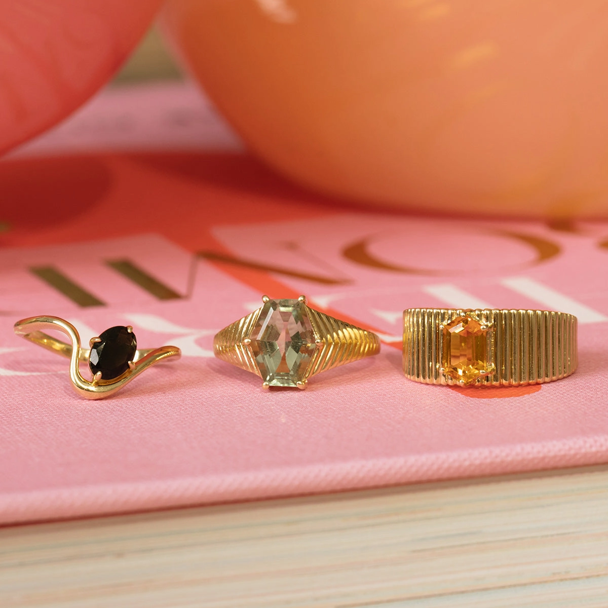 Solid Gold Floating Gem Ring