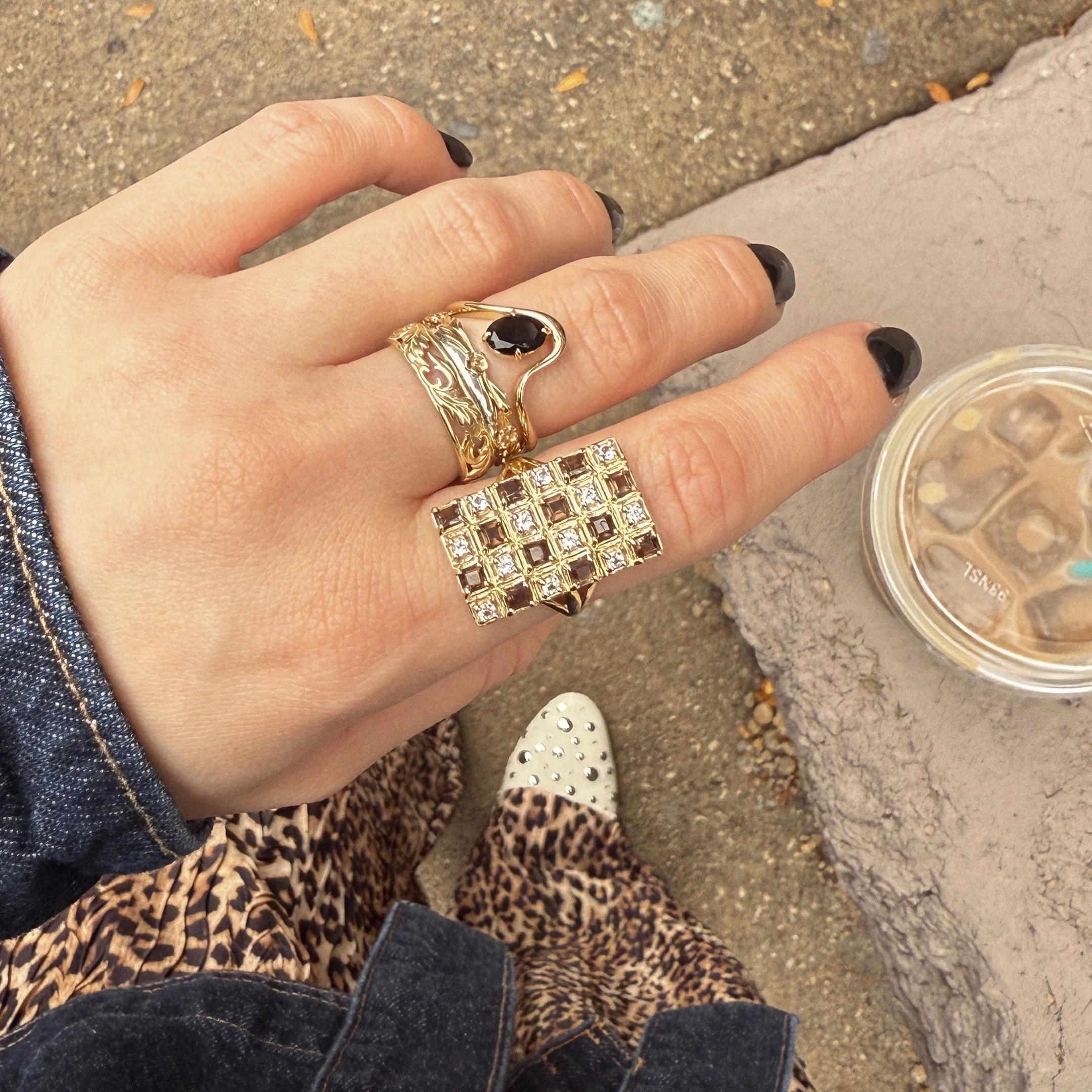Solid Gold Floating Gem Ring
