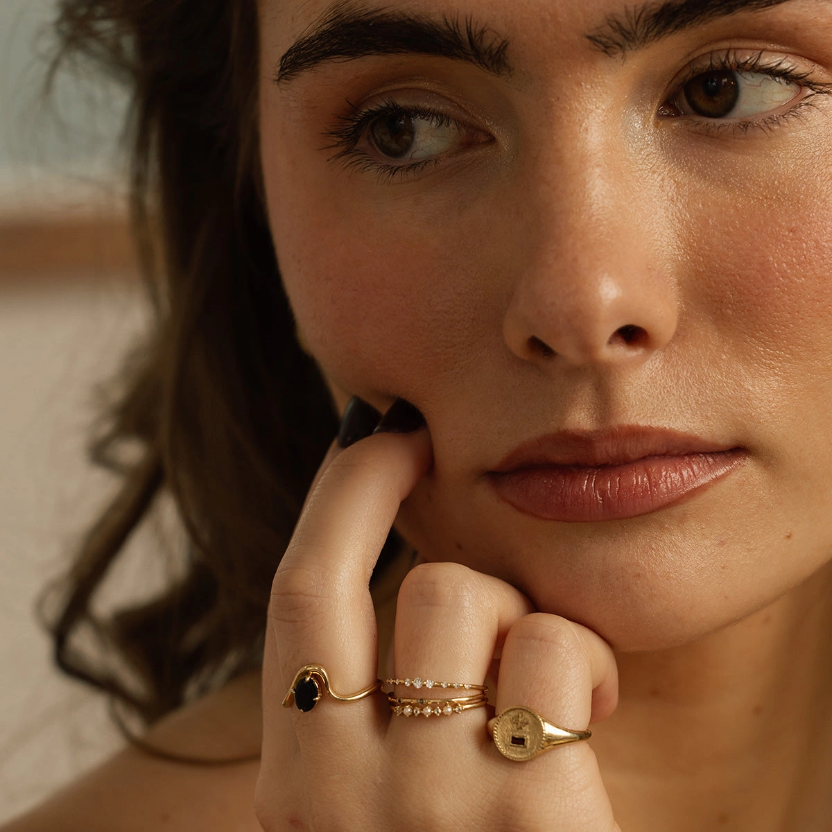 Solid Gold Floating Gem Ring