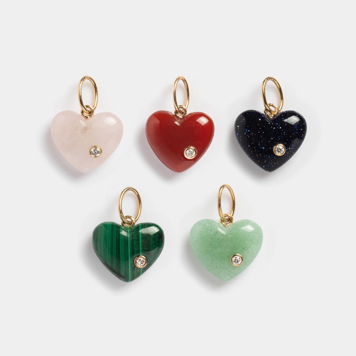 Solid Gold Full Heart Crystal Charm