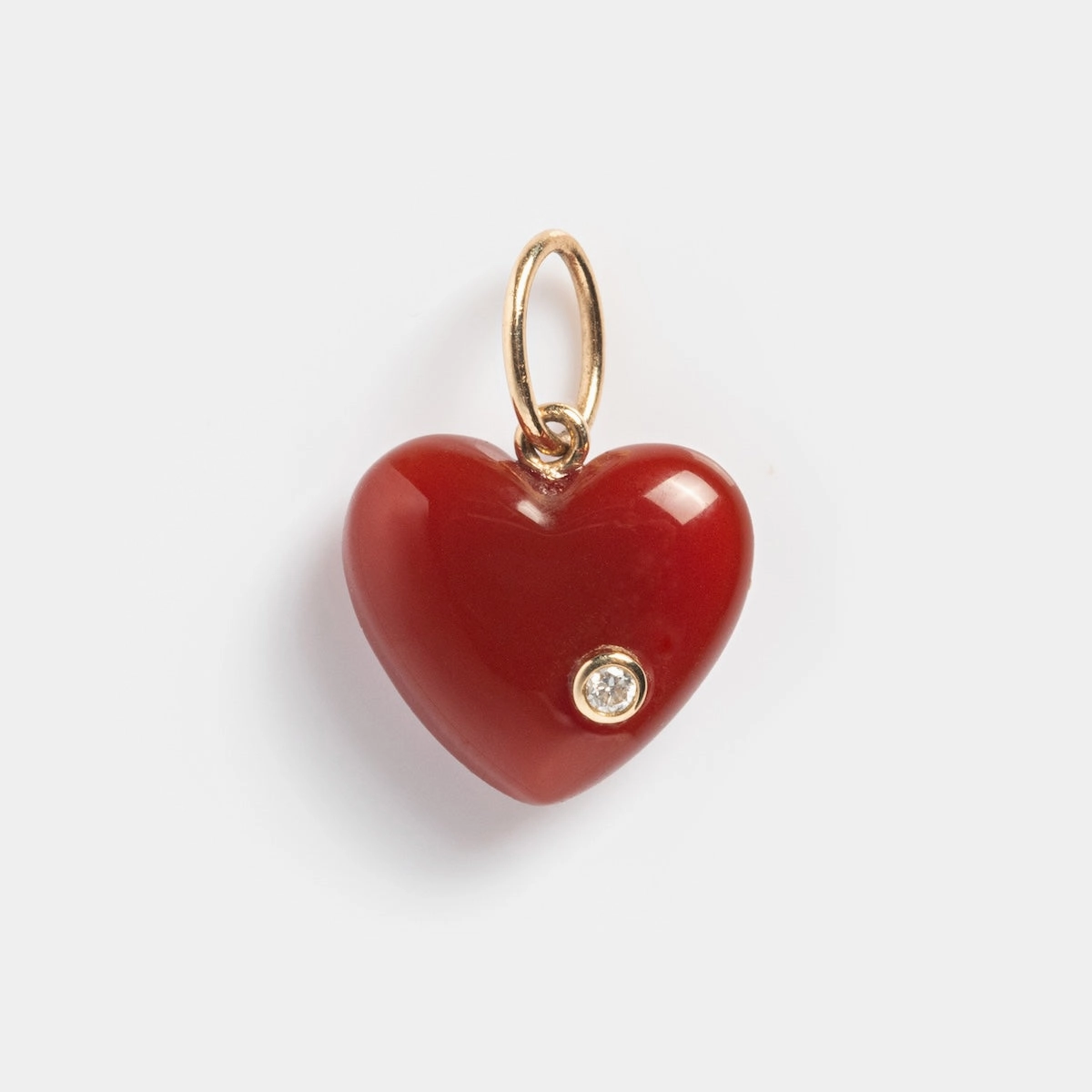 Solid Gold Full Heart Crystal Charm