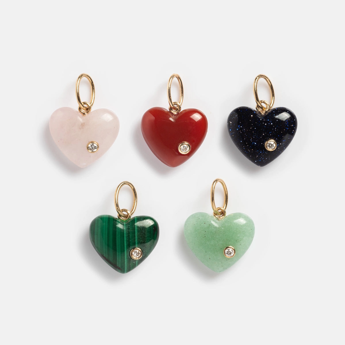 Solid Gold Full Heart Crystal Charm