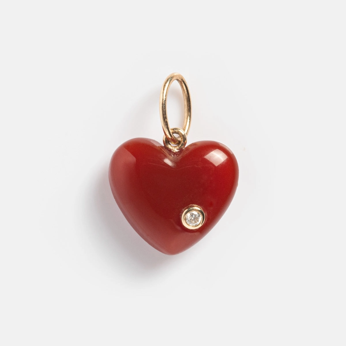 Solid Gold Full Heart Crystal Charm